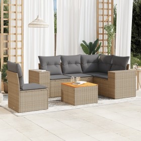 Gartensofa-Set mit Kissen, 6-teilig, beiges synthetisches Rattan von , Gartensets - Ref: Foro24-3225450, Preis: 439,53 €, Rab...