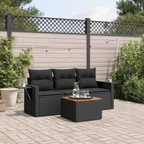 4-piece garden sofa set with black synthetic rattan cushions by , Garden sets - Ref: Foro24-3256762, Price: 338,80 €, Discoun...