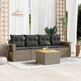 Gartensofa-Set mit Kissen, 5-teilig, graues synthetisches Rattan von , Gartensets - Ref: Foro24-3256774, Preis: 359,43 €, Rab...