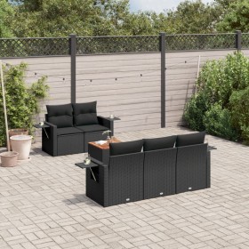 6-teiliges Gartensofa-Set und schwarze synthetische Rattankissen von , Gartensets - Ref: Foro24-3256776, Preis: 576,99 €, Rab...