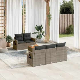 6-piece garden furniture set and gray synthetic rattan cushions by , Garden sets - Ref: Foro24-3256781, Price: 538,99 €, Disc...