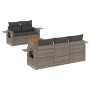 6-piece garden furniture set and gray synthetic rattan cushions by , Garden sets - Ref: Foro24-3256781, Price: 538,28 €, Disc...