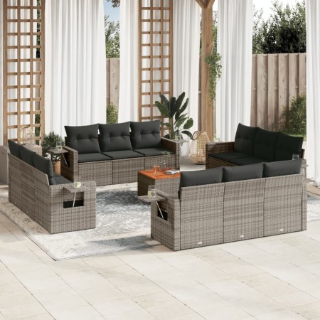 Gartensofa-Set mit Kissen, 13-teilig, graues synthetisches Rattan von , Gartensets - Ref: Foro24-3256830, Preis: 1,00 €, Raba...