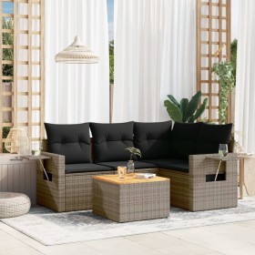 Gartensofa-Set mit Kissen, 5-teilig, graues synthetisches Rattan von , Gartensets - Ref: Foro24-3256879, Preis: 381,94 €, Rab...