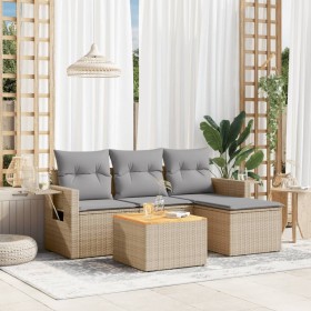 Gartensofa-Set mit beigem Kissenmix, 5-teilig aus PE-Rattan von , Gartensets - Ref: Foro24-3256864, Preis: 379,88 €, Rabatt: %