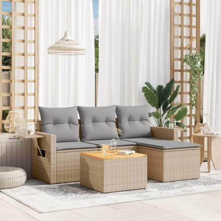 Garden sofa set with beige cushions mix 5 pieces PE rattan by , Garden sets - Ref: Foro24-3256864, Price: 379,88 €, Discount: %