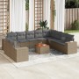 Set von 11-teiligen Gartensofas mit beigen Kissen aus synthetischem Rattan von , Gartensets - Ref: Foro24-3225520, Preis: 780...