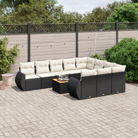 Garden sofa set 11 pieces and black synthetic rattan cushions by , Garden sets - Ref: Foro24-3225181, Price: 733,65 €, Discou...