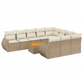 Set de sofás de jardín 11pzas con cojines ratán sintético beige de , Conjuntos de jardín - Ref: Foro24-3225183, Precio: 914,9...