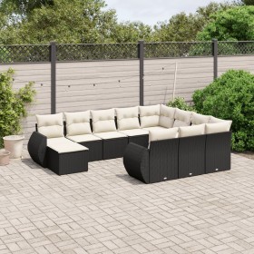 Garden sofa set 11 pieces and black synthetic rattan cushions by , Garden sets - Ref: Foro24-3225188, Price: 734,55 €, Discou...