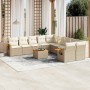 Set von 11-teiligen Gartensofas mit beigen Kissen aus synthetischem Rattan von , Gartensets - Ref: Foro24-3227199, Preis: 873...