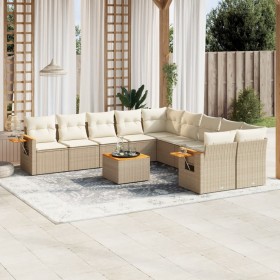 Set de sofás de jardín 11pzas con cojines ratán sintético beige de , Conjuntos de jardín - Ref: Foro24-3227199, Precio: 919,9...