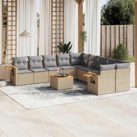 Set von 11-teiligen Gartensofas mit beigen Kissen aus synthetischem Rattan von , Gartensets - Ref: Foro24-3227200, Preis: 759...