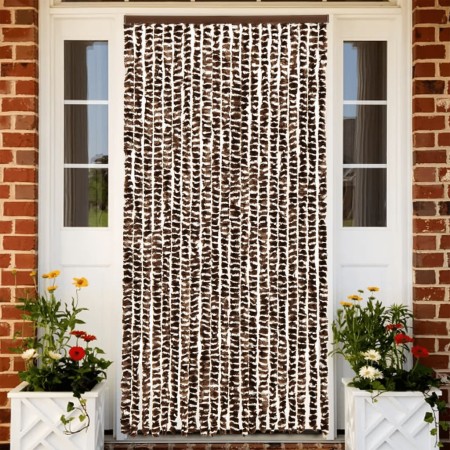 Brown and white chenille anti-fly curtain 100x230 cm by , Mosquito nets for windows - Ref: Foro24-377394, Price: 65,26 €, Dis...