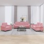 Pink velvet 3-piece sofa set with cushions by , Sofas - Ref: Foro24-3202173, Price: 707,78 €, Discount: %