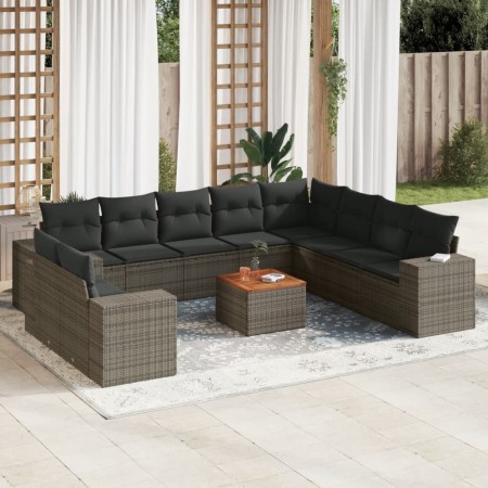 11-teiliges Gartensofa-Set und graue synthetische Rattankissen von , Gartensets - Ref: Foro24-3225521, Preis: 754,19 €, Rabat...