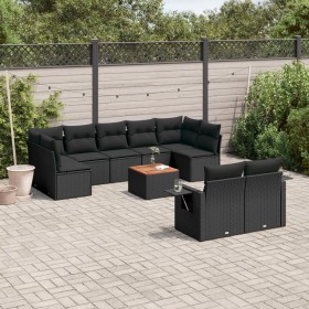 Set de sofás de jardín 10 pzas cojines ratán sintético negro de , Conjuntos de jardín - Ref: Foro24-3257042, Precio: 730,99 €...