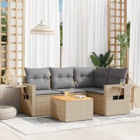 Gartensofa-Set mit beigem Kissenmix, 5-teilig aus PE-Rattan von , Gartensets - Ref: Foro24-3256878, Preis: 401,93 €, Rabatt: %