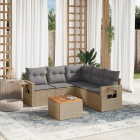 Gartensofa-Set mit beigem Kissenmix, 6-teilig, PE-Rattan von , Gartensets - Ref: Foro24-3256892, Preis: 493,17 €, Rabatt: %