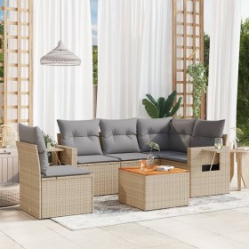 Gartensofa-Set mit beigem Kissenmix, 6-teilig, PE-Rattan von , Gartensets - Ref: Foro24-3256899, Preis: 493,17 €, Rabatt: %