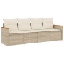 Gartensofa-Set mit Kissen, 4-teilig, beiges synthetisches Rattan von , Gartensets - Ref: Foro24-3258173, Preis: 294,67 €, Rab...