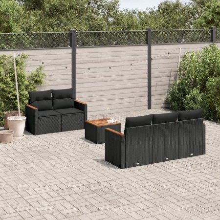 6-teiliges Gartensofa-Set und schwarze synthetische Rattankissen von , Gartensets - Ref: Foro24-3258184, Preis: 460,56 €, Rab...