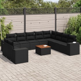 11-teiliges Gartensofa-Set und schwarze synthetische Rattankissen von , Gartensets - Ref: Foro24-3225516, Preis: 782,24 €, Ra...