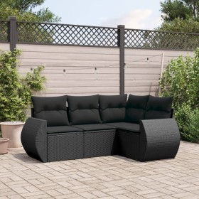 4-teilige Gartensofagarnitur mit schwarzen synthetischen Rattankissen von , Gartensets - Ref: Foro24-3221304, Preis: 304,45 €...