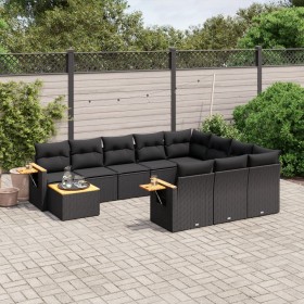 11-piece garden sofa set and black synthetic rattan cushions by , Garden sets - Ref: Foro24-3227203, Price: 667,99 €, Discoun...