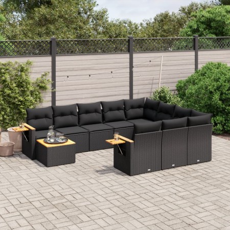 11-piece garden sofa set and black synthetic rattan cushions by , Garden sets - Ref: Foro24-3227203, Price: 668,54 €, Discoun...