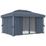 Pavillon mit Vorhang und LED-Lichtleiste anthrazitfarbenes Aluminium 4x3 m von , Zelte und Pavillons - Ref: Foro24-3070355, P...