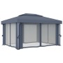 Pavillon mit Vorhang und LED-Lichtleiste anthrazitfarbenes Aluminium 4x3 m von , Zelte und Pavillons - Ref: Foro24-3070355, P...