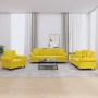 Yellow velvet 3-piece sofa set with cushions by , Sofas - Ref: Foro24-3202196, Price: 727,48 €, Discount: %