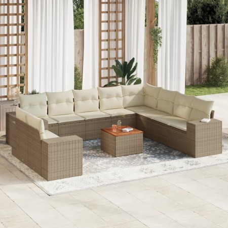 11-teiliges Gartensofa-Set mit beigen synthetischen Rattankissen von , Gartensets - Ref: Foro24-3257850, Preis: 1,00 €, Rabat...