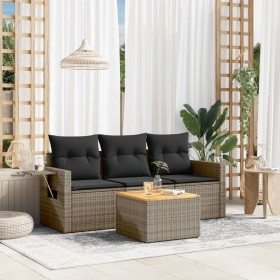 4-piece garden sofa set and gray synthetic rattan cushions by , Garden sets - Ref: Foro24-3256767, Price: 311,83 €, Discount: %