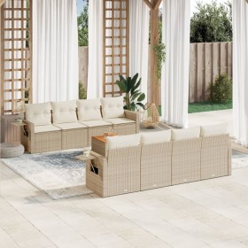 9-teiliges Gartensofa-Set mit beigen synthetischen Rattankissen von , Gartensets - Ref: Foro24-3256814, Preis: 698,99 €, Raba...