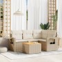 Gartensofa-Set mit Kissen, 5-teilig, beiges synthetisches Rattan von , Gartensets - Ref: Foro24-3256877, Preis: 407,38 €, Rab...