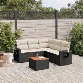 6-piece garden sofa set and black synthetic rattan cushions by , Garden sets - Ref: Foro24-3256889, Price: 386,99 €, Discount: %