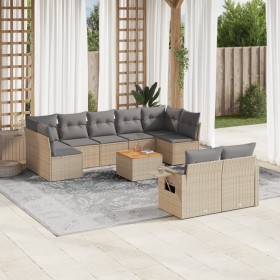 Gartensofa-Set mit beigen Kissen, 10-teilig, synthetisches Rattan von , Gartensets - Ref: Foro24-3257046, Preis: 735,99 €, Ra...