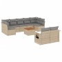 Gartensofa-Set mit beigen Kissen, 10-teilig, synthetisches Rattan von , Gartensets - Ref: Foro24-3257046, Preis: 767,24 €, Ra...