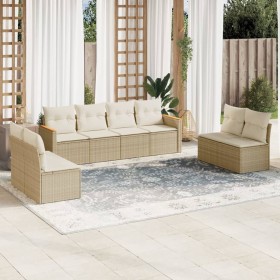 Gartensofa-Set mit beigen Kissen 8 Stück PE-Rattan von , Gartensets - Ref: Foro24-3258292, Preis: 534,05 €, Rabatt: %