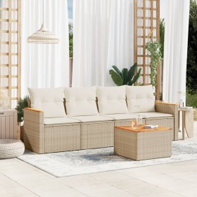 Gartensofa-Set mit Kissen, 5-teilig, beiges synthetisches Rattan von , Gartensets - Ref: Foro24-3258180, Preis: 369,73 €, Rab...