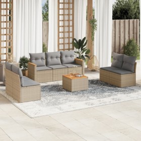 Gartensofa-Set mit beigen Kissen 8 Stück PE-Rattan von , Gartensets - Ref: Foro24-3258286, Preis: 491,99 €, Rabatt: %