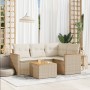 Garden sofa set with cushions 5 pieces beige synthetic rattan by , Garden sets - Ref: Foro24-3258341, Price: 378,74 €, Discou...