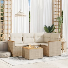 Gartensofa-Set mit Kissen, 5-teilig, beiges synthetisches Rattan von , Gartensets - Ref: Foro24-3258341, Preis: 397,33 €, Rab...