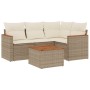 Gartensofa-Set mit Kissen, 5-teilig, beiges synthetisches Rattan von , Gartensets - Ref: Foro24-3258341, Preis: 378,74 €, Rab...