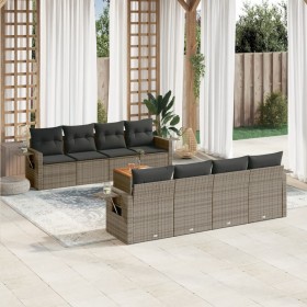 9-piece garden furniture set and gray synthetic rattan cushions by , Garden sets - Ref: Foro24-3256816, Price: 675,25 €, Disc...