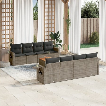 9-teiliges Gartenmöbel-Set und graue synthetische Rattankissen von , Gartensets - Ref: Foro24-3256816, Preis: 675,25 €, Rabat...