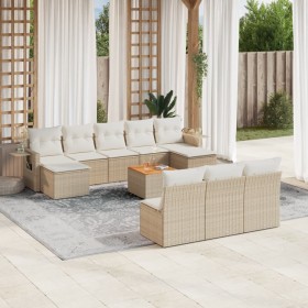 11-teiliges Gartensofa-Set mit beigen synthetischen Rattankissen von , Gartensets - Ref: Foro24-3257101, Preis: 733,99 €, Rab...