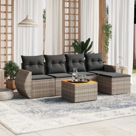 6-teiliges Gartenmöbel-Set und graue synthetische Rattankissen von , Gartensets - Ref: Foro24-3224982, Preis: 376,26 €, Rabat...